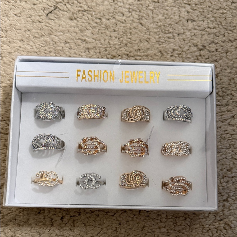 Elegant Silver and Gold Tone Ring Set